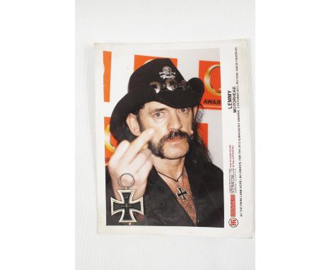 Motörhead&nbsp;Ian "Lemmy" Kilmister Photographic Print and a Stage Iron Cross presented to the vendor on meeting at Whisky A
