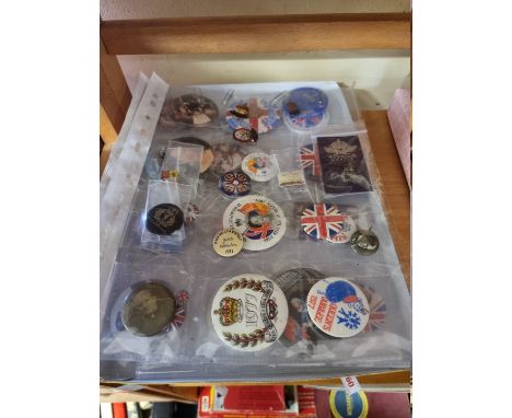 Pin Badges: a small collection of Royal commemorative pin badges, to include RMS Queen Mary and enamel examples. 