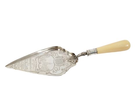 Fine Victorian silver presentation trowel of Colchester importance - the pointed triangular blade engraved with the Colcheste