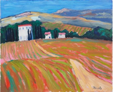 *John Pawle (1915-2010) oil on panel - Continental Landscape, signed, unframed, 51cm x 61cm 