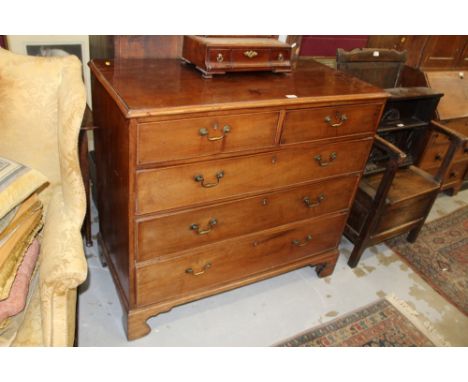 George III mahogany chest of drawers with two short and three long drawers on bracket feet, 110cm wide x 52cm deep x 102cm hi