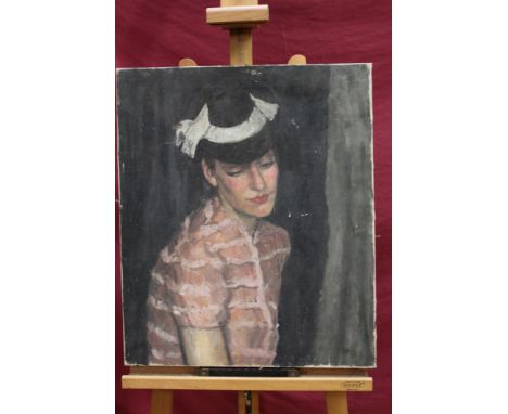 Early 20th century oil on canvas - Portrait of a Lady, unframed, 61cm x 51cm 