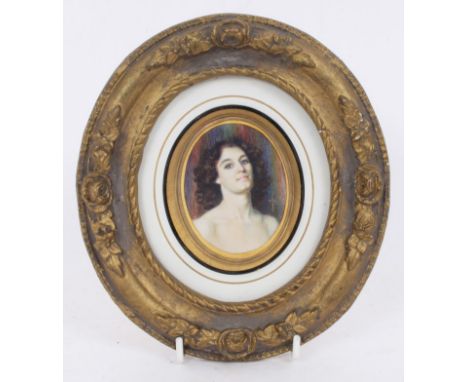 Iris C. Moncrieff Bell (d.1962) oval portrait miniature on ivory - a lady “Myrtle”, signed and dated 1939, in oval gilt frame