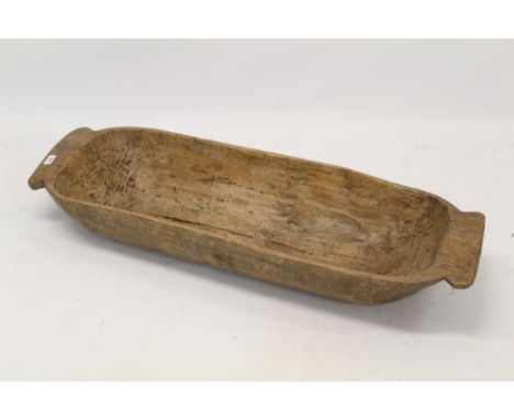 Antique dough trough, oval narrow form, 112cm long, together with another. (2) 