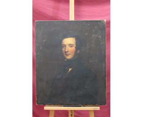 Attributed to Richard Ramsay Reinagle (1775-1862) oil on canvas - portrait of a gentleman, unframed, 77cm x 64cm 