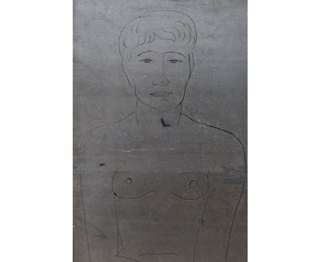 *Edward Wolfe (1896-1981) ink on Chinese silver board - Portrait of a Young Man, 107cm x 48cm, in glazed frame Provenance: Pa