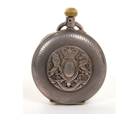 Late Victorian Royal / Diplomatic Presentation silver hunter pocket watch with crowned Victorian Royal Coat of Arms to front 