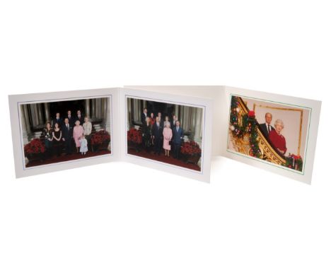 HM Queen Elizabeth II and HRH The Duke of Edinburgh – two signed Christmas cards for 2006 and 2007, with gilt Royal ciphers, 