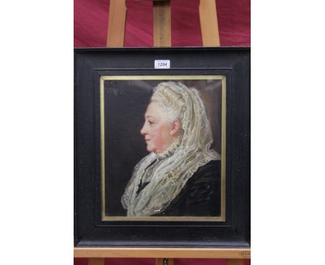 Elizabeth Dobson, early 20th century oil on canvas - portrait of a lady in white shawl, signed and dated 1911, in glazed fram