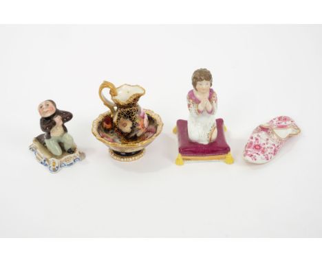 Early 19th century Barr &amp; Barr porcelain figure of a lovesick kneeling boy in tailcoat, on rococo base - impressed mark, 