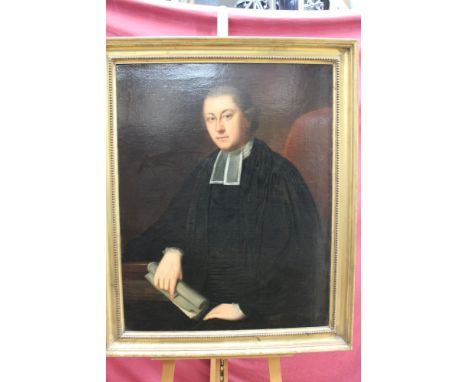 Late 18th century English school oil on canvas - portrait of a Clergyman, in gilt frame, 90cm x 70cm 