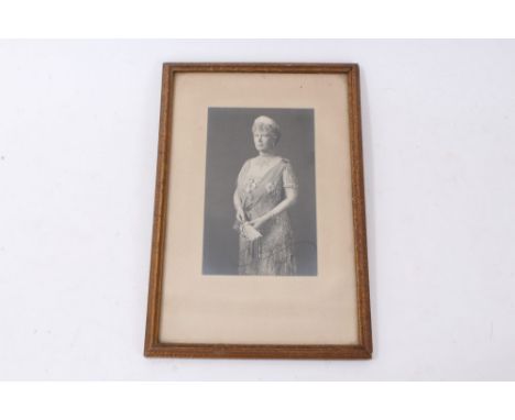 HM Queen Mary - signed presentation portrait photograph of The Queen wearing a diamond tiara, necklace, jewels and Order of t