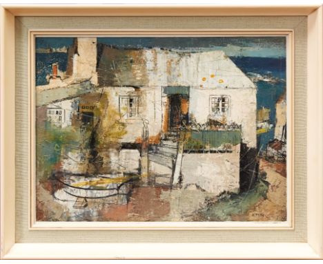 *George Hammond Steel (1900-1960) oil on board - Fisherman’s Cottage, Sennen Cove, Cornwall, signed, framed, 30cm x 40 Proven