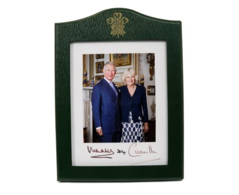 TRH The Prince of Wales and The Duchess of Cornwall – signed Royal Presentation portrait photograph of the smiling Royal Coup