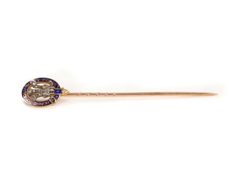 HRH George Prince of Wales (later King George V) – fine Royal Presentation gold, diamond and enamel stick pin with diamond se