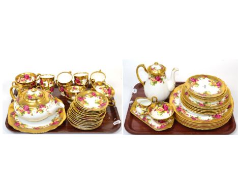 ~ A Royal Chelsea 'Golden Rose' tea and coffee service, on two trays