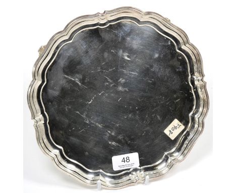 ~ A shaped circular silver salver, Sheffield 1943, 25.5cm diameter, 19.8ozt
