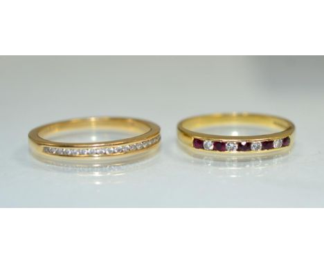 An 18 carat gold diamond half hoop ring, channel set with round brilliant cut diamonds, stated total diamond weight 0.15 cara