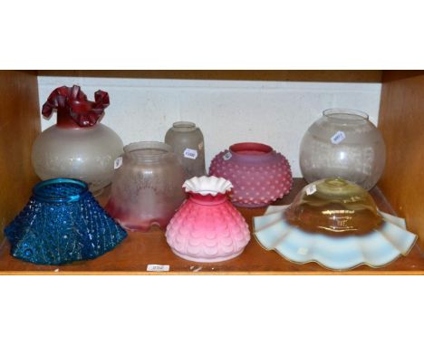 ~ Assorted glass oil lamp shades (8) 