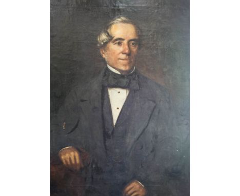 Victorian School, portrait of a gentleman, half-length, oil on canvas, laid on board, 91cm x 70cm.