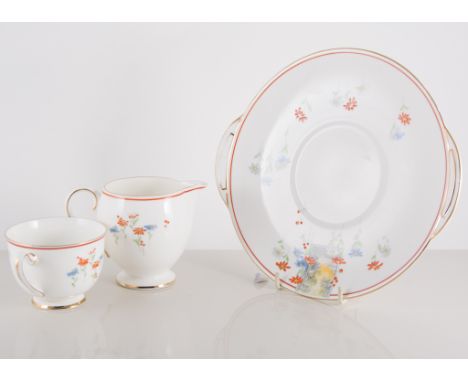 Twelve piece Royal Doulton part tea set, 'Bedale' pattern, comprising twelve cups, saucers, side plates, basin, jug and two c