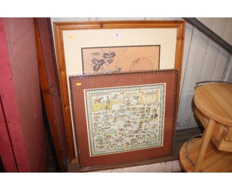 A framed print of Dedham Essex, together with a large oriental style print 