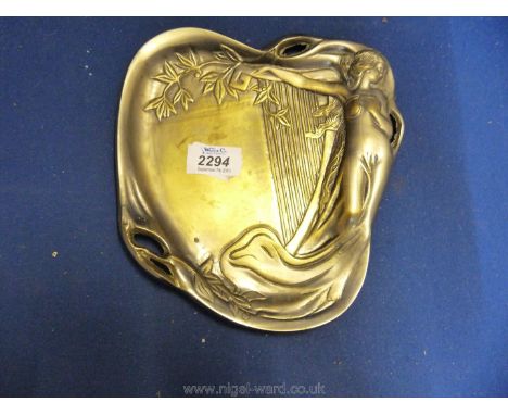 A silver plated Art Nouveau pin dish.
