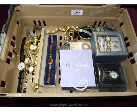 A large quantity of ladies watches including Quartz, Timex, a ladies ring watch etc.