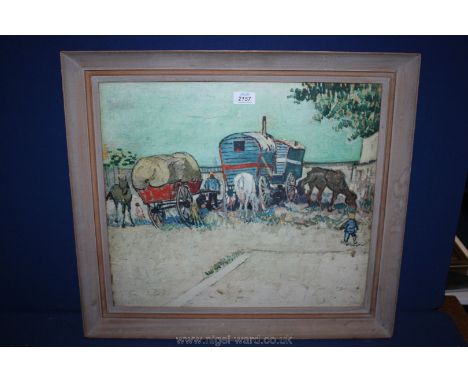 A framed Print of 'La Roulette Gipsy Caravan'.