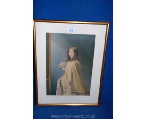 A framed and mounted George Baxter Print -  'The Bridesmaid'.