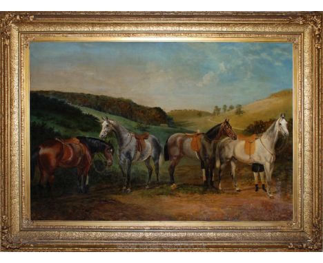 Richard Whitford (flourished 1854-1887)   An ornate gilt and gesso framed, very well executed large Oil painting on stretcher