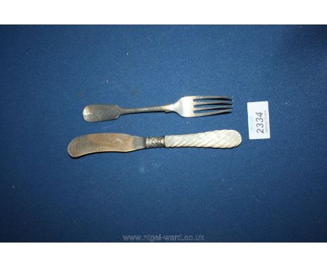 A fiddle handled Silver dessert Fork, Exeter 1845, makers "R.W, J.W, J.W," (Robert, James &amp; Josiah Williams [Robert Willi