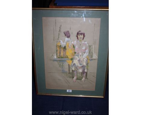 A large framed Portrait of Girl seated with her reflection, Finney Hubert Arthur (1905-9) R.A.C., signed Finney lower left.