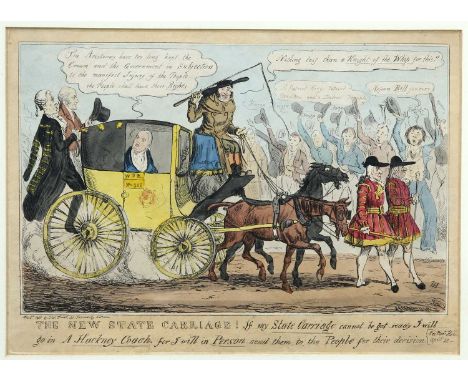 AFTER HENRY HEATH (1801-1858) THE NEW STATE CARRIAGE! Hand coloured etching
Published by Samuel William Fores in 1831
 25.5cm