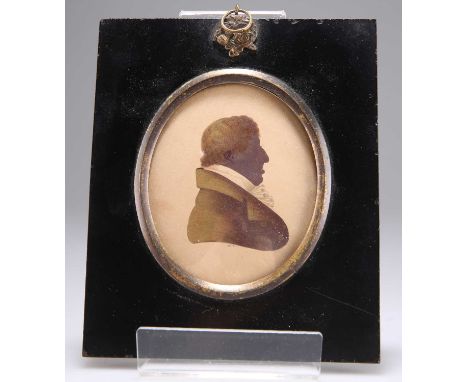 EDWARD FOSTER (1762-1864) PORTRAIT SILHOUETTE OF A GENTLEMAN Signed
Watercolour with gold
 8.5cm x 7cm