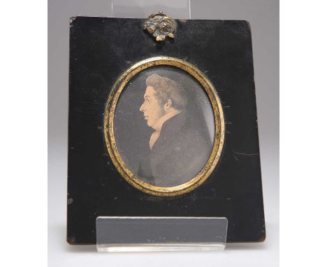 J H GILLESPIE (BRITISH/AMERICAN FL 1810-1838) PORTRAIT MINIATURE OF A GENTLEMAN With original artists label verso
 7cm x 6cm