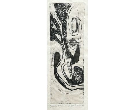 JUDITH DOWNIE (BORN 1936) ABSTRACT  ‡ Signed and dated (19)61
Etching
 22.5cm x 7.5cm