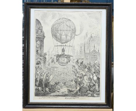 AFTER JAMES GILLRAY (1756-1815) HE STEERS HIS FLIGHT ALOFT... Black and white print published H Humphrey 1810
 52cm x 39cm