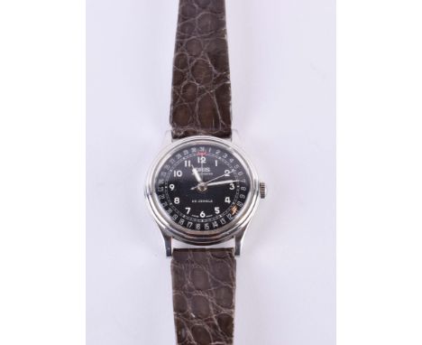 Vintage ORIS 7470 Pointer Date Automatik25 Steine ​​schwarzes Zifferblatt, Edelstahl, Ø 35 mm, Oris Swiss 7470, gebraucht, Uh