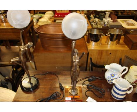 An Art Deco style table lamp in the form of a ball girl