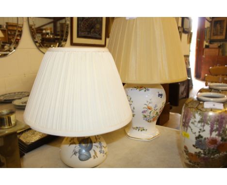 An Aynsley porcelain table lamp and shade and one other table lamp