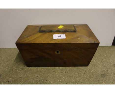  19th Century mahogany two compartment tea caddy of sarcophagus form