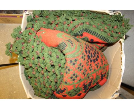 A box containing two Spanish vintage blankets