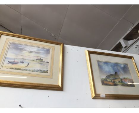 Two watercolours - landscape and a seascape 