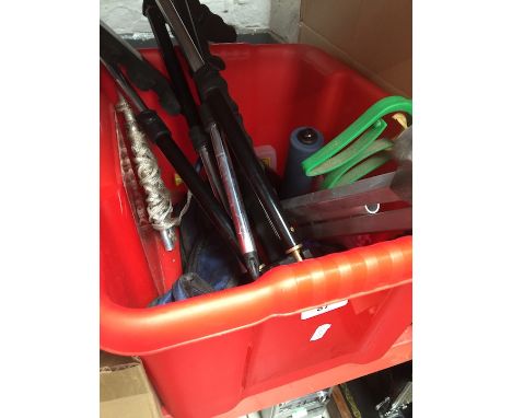 A box of miscellaneous including bull bar and roller 