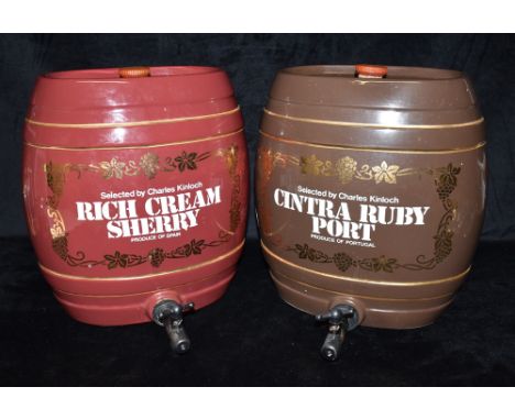 A PAIR OF LARGE CERAMIC PORT/SHERRY BARRELS  31cm high