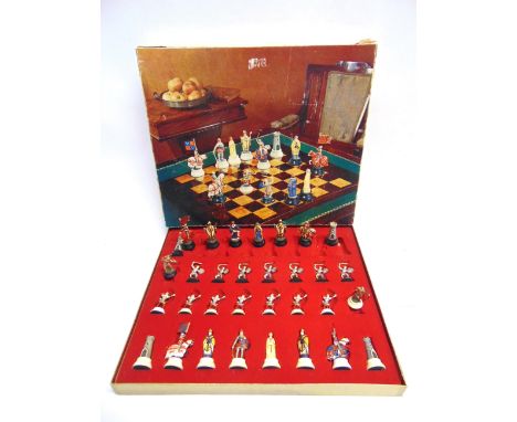 A TRI-ANG 'BATTLE OF AGINCOURT 1413' CHESS SET  with weighted, painted plastic composition playing pieces, the kings 7.25cm h