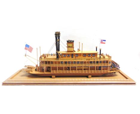 A 1/80 SCALE CONSTRUCTO KIT-BUILT MODEL OF THE MISSISSIPPI PADDLE WHEEL STEAMBOAT 'RIVER QUEEN'  of principally wood construc