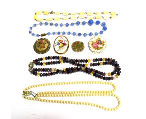 A COLLECTION OF VINTAGE AND MODERN JEWELLER to include gold, silver, yellow metal, diamond set, bone china and tapestry, cond