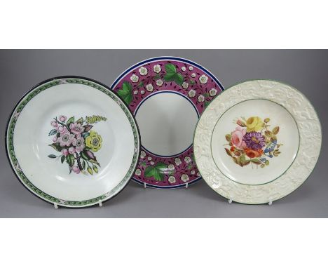 A group of three early nineteenth century earthenware plates, c.1810-20. To include: a Don Pottery transfer printed and colou